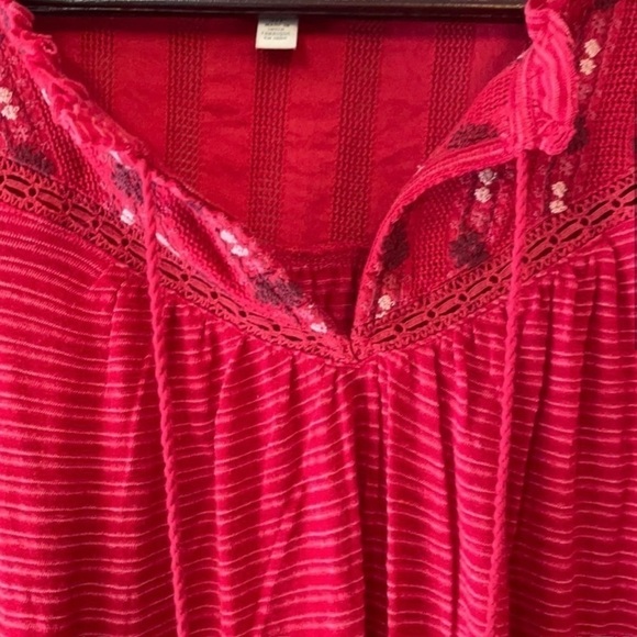 Lucky BRAND Red Sheer Blouse w/ Tassel Women SP Small Petite - Picture 2 of 11